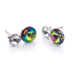 Sterling Silver 925 Earrings with Swarovski Crystals Rivoli 6/8mm Crystal + Vitrail Medium