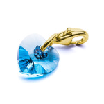 Charms pendant for bracelet silver 925 gold plated with Swarovski crystals Heart 10mm Aquamarine
