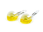 Silver 925 Earrings with Swarovski Crystals Hearts 14mm Light Topaz