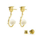 Silver 925 gold plated rose earrings with Swarovski pearls 8mm Ivory