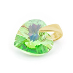Sterling silver 925 gold plated pendant with Swarovski crystals Heart 10mm Peridot AB