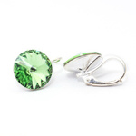 Silver 925 earrings with Swarovski Rivoli 12mm Peridot crystals