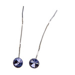 Silver long earrings with Swarovski Rivoli 8mm Provence Lavender Crystals