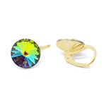 Earrings gilded 925 silver with Swarovski Rivoli 12mm Vitrail Medium crystals