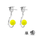 Silver 925 rose earrings with Swarovski pearls 8mm Neon Yellow