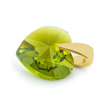 Sterling silver 925 gold plated pendant with Swarovski crystals Heart 10mm Olivine