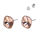 Silver 925 Earrings with Swarovski Square 10mm Light Peach Crystals