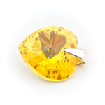 925 silver pendant with Swarovski crystals Heart 14mm Light Topaz AB