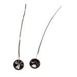 Silver Long Earrings with Swarovski Rivoli 8mm Black Diamond Crystals