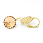 Earrings gilded 925 silver with Swarovski Rivoli 12mm Light Colorado Topaz crystals