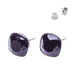 925 Silver Earrings with Swarovski Square 10mm Jet Crystals