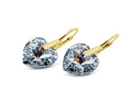 Gold plated sterling silver 925 earrings with Swarovski crystals Hearts 14mm Crystal CAL