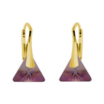 Sterling silver 925 gold plated Swarovski Triangle 12mm Lilac Shadow earrings