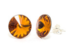 Srebrne 925 Kolczyki z kryształami Swarovski Rivoli 12mm Topaz