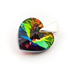 925 Silver Pendant with Swarovski Crystals Heart 10mm Vitrail Medium