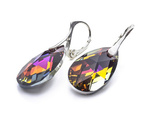 Silver 925 Earrings with Swarovski Crystals Almond 22mm Volcano