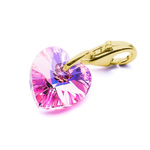 Charms pendant for bracelet silver 925 gold plated with Swarovski crystals Heart 10mm Light Rose AB