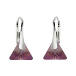 Silver 925 Swarovski Triangle 12mm Lilac Shadow Earrings
