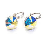 Silver 925 earrings with Swarovski Rivoli 8mm Crystal AB F crystals