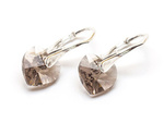 Silver 925 Earrings with Swarovski Crystals Hearts 10mm Greige