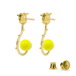 Silver 925 gold plated rose earrings with Swarovski pearls 8mm Neon Yellow