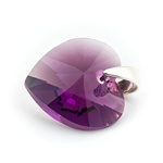 925 silver pendant with Swarovski crystals Heart 14mm Amethyst AB