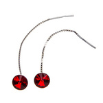 Silver Long Earrings with Swarovski Rivoli 8mm Light Siam Crystals