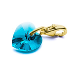 Charms pendant for bracelet sterling silver 925 gold plated with Swarovski crystals Heart 10mm Blue Zircon
