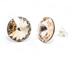 925 Silver Earrings with Swarovski Rivoli 12mm Golden Shadow Crystals