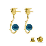 Silver 925 gold plated rose earrings with Swarovski pearls 8mm Lapis