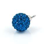 Pendant sterling silver 925 DiscoBall Shamballa Ball 12mm Capri Blue