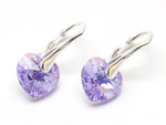 Silver 925 Earrings with Swarovski Crystals Hearts 10mm Violet AB
