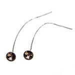 Silver Long Earrings with Swarovski Rivoli 8mm Greige Crystals