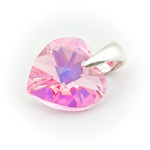 925 silver pendant with Swarovski crystals Heart 10mm Light Rose AB