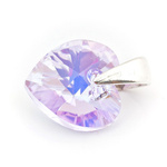 925 silver pendant with Swarovski crystals Heart 10mm Violet AB