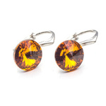 Silver 925 earrings with Swarovski Rivoli 8mm Topaz crystals