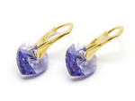 Gold plated 925 silver earrings with Swarovski crystals Hearts 10mm Tanzanite