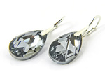 Silver 925 Earrings with Swarovski Crystals Almond 22mm Silver Night