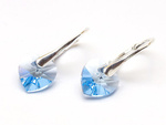 Silver 925 Earrings with Swarovski Crystals Hearts 10mm Light Sapphire