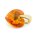 Sterling silver 925 gold plated pendant with Swarovski crystals Heart 10mm Topaz AB