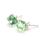 Silver 925 Swarovski Cube 6mm Peridot Earrings