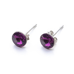 925 Silver Earrings with Swarovski Rivoli 6mm Amethyst Crystals