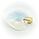 Sterling silver 925 gold plated pendant with Swarovski crystals Heart 14mm White Opal