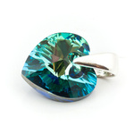 925 silver pendant with Swarovski crystals Heart 10mm Bermuda Blue