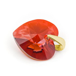 Sterling silver 925 gold plated pendant with Swarovski crystals Heart 14mm Red Magma