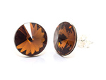 Sterling Silver 925 Earrings with Swarovski Rivoli 12mm Smoked Topaz Crystals