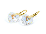 Gold plated 925 silver earrings with Swarovski hearts 14mm Crystal Blue AB crystals