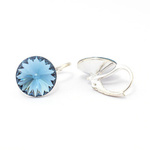 Silver 925 earrings with Swarovski Rivoli 12mm Denim Blue crystals