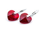 925 Silver Earrings with Swarovski Crystals Hearts 14mm Siam
