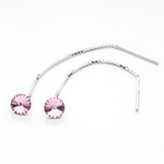 Silver 925 long earrings with kr. Swarovski Rivoli 6mm Light Rose